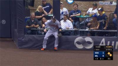 MLB/太空人明星外野手撞牆受傷 葛倫基轉隊首敗