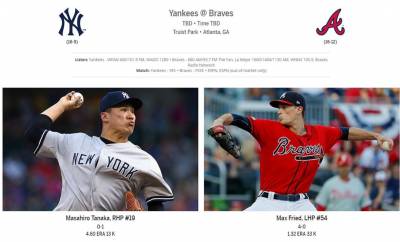 MLB/洋基勇士之戰 田中將大對決防禦率王佛里德