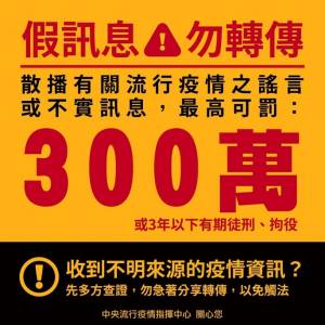 快新聞/先別轉傳!散播疫情不實消息者罰300萬元