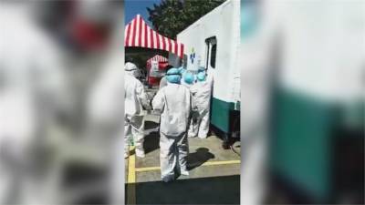 影/豔陽下穿「兔寶寶裝」中暑 醫護採檢一半癱軟倒地